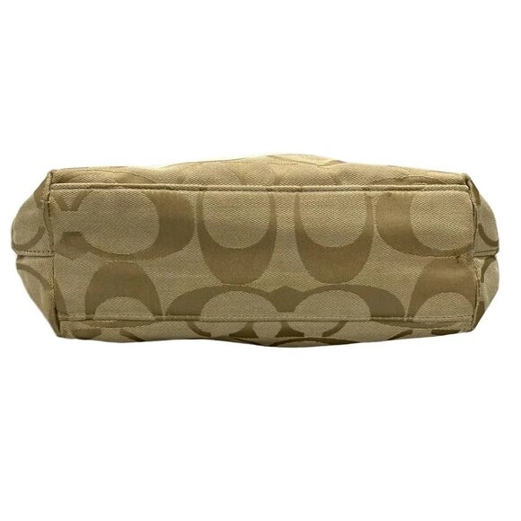 Auth COACH Signature Striped Tote F19046 Beige Cream Jacquard Patent Leather - Picture 6 of 16